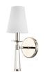 Elegant Polished Nickel Dimmable Sconce with White Silk Bell Shade