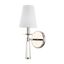 Elegant Polished Nickel Dimmable Sconce with White Silk Bell Shade