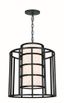 Matte Black Silk Shade Drum Chandelier with 6 Lights