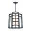 Matte Black Silk Shade Drum Chandelier with 6 Lights