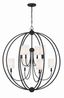 Sylvan Black Forged 8-Light Chandelier with Ivory Silk Shades