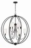 Sylvan Black Forged 8-Light Chandelier with Ivory Silk Shades