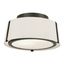 Fulton Matte Black Drum Ceiling Light with Double White Silk Shade