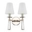 Baxter Polished Nickel 2-Light Sconce with White Silk Shade