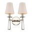 Baxter Polished Nickel 2-Light Sconce with White Silk Shade