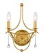 Elegant Antique Gold Wall Sconce with Clear Glass Beads, 2-Light