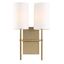 Aged Brass 2-Light Sconce with White Silk Shade