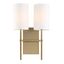 Aged Brass 2-Light Sconce with White Silk Shade