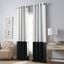 White and Black Polyester Room-Darkening Grommet Curtain Panel, 108"