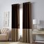 Chocolate-Beige Faux Silk Room-Darkening Grommet Curtain Panel, 95"