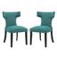 Teal Upholstered Wood Dining Side Chair Set