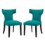 Teal Upholstered Wood Dining Side Chair Set