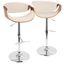 Walnut and Cream Adjustable Swivel Barstool with Chrome Footrest