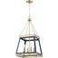 Navy and Aged Brass 4-Light Pendant Lamp