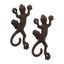 Rustic Brown Cast Iron Lizard Wall Hook Set