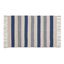 French Blue Striped Hand-Loomed Cotton Rug 24x36 Inch