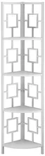 Transitional White Metal 62" Corner Etagere with 4 Shelves