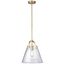 Aged Brass and Clear Glass Drum Pendant Light