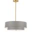 Aged Brass and Gray 2-Tier Drum Pendant Light