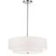 20" White Drum Shade Chrome 2-Tier Pendant Light