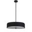 Matte Black and White Glass Drum Pendant Light, 21"