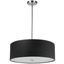 Polished Chrome 20" Drum Pendant Light with Black Shade