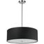 Polished Chrome 20" Drum Pendant Light with Black Shade