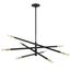 Modern Wand 50" Matte Black & Aged Brass 8-Light Chandelier