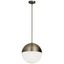 Dayana 14" Matte Black and Aged Brass Modern Bowl Pendant