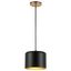 Emilia 8" Matte Black and Brass Transitional LED Pendant Light