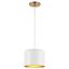 Modern White and Gold Drum Pendant Light