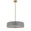 Modern Aged Brass and Glass Drum Pendant Light, Black and White