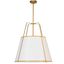 Modern Gold Drum Pendant Light with White Shade, 24"