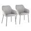 Daniella Gray Upholstered Arm Chairs with Black Metal Legs, Set of 2