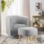 Gray Linen Swivel Barrel Chair with Ottoman and Wood Legs