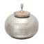 Silver Hammered Metal Decorative Jar with Wood Lid