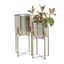 Silver Metal Indoor Outdoor Planter Set with Removable Stand, 19" and 22"