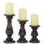 Elegant Black Mango Wood Tabletop Candlestick Trio, 10"