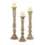 Rustic Brown Mango Wood Pillar Candle Holders, Set of 3