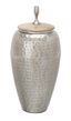 Contemporary 7" x 16" Silver Iron Jar with Wooden Lid