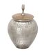 Tarnished Silver and Wood Abstract Decorative Jar 8" x 12"