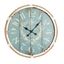 Coastal Blue and White Round Metal Wall Clock with Rope Accent, 25"