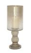 Gold Fluted Glass Hurricane Candle Holder with Cylindrical Design