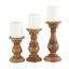 Elegant Rustic Mango Wood Pillar Candle Lantern Trio, Brown Finish