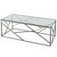 Elegant Rectangular Glass & Polished Stainless Steel Coffee Table