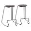 Finn 18'' Grey Steel and Black Faux Leather Modern Counter Stool - Set of 2