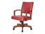 Elegant Red Faux Leather Swivel Banker's Chair with Wood Base