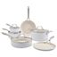 10-Piece White Nonstick Aluminum Cookware Set with Ribbed Design