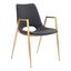 Black Faux Leather and Gold Metal Arm Chair