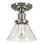 Augustin Satin Nickel Semi-Flush Ceiling Light with Seedy Glass